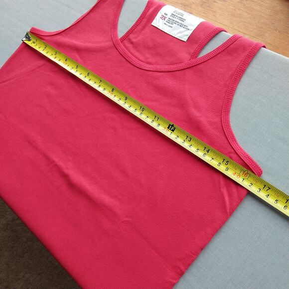 2X Ruby Red Ribbed Seamless Racerback Tank Top Zenana oversized Plus Sz comfort - Picture 6 of 9